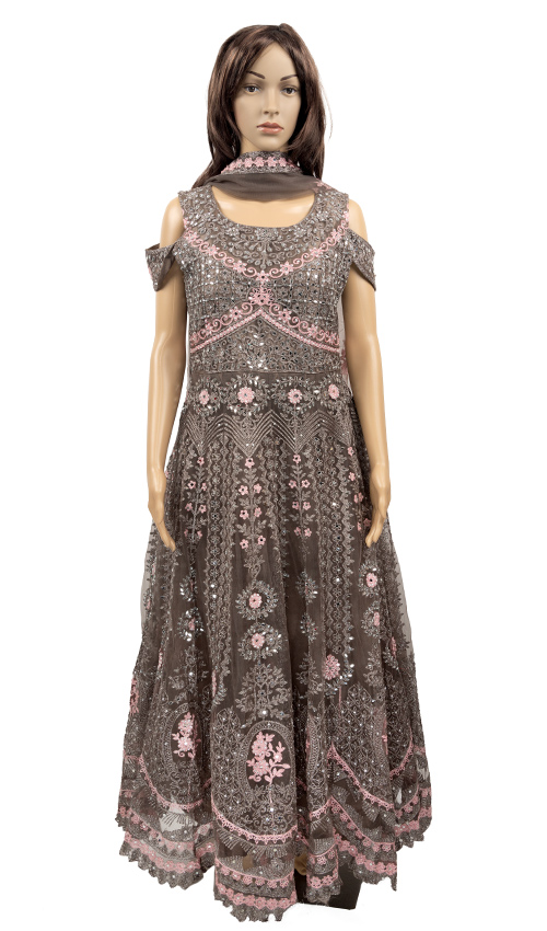 Dark Brown Net Gown