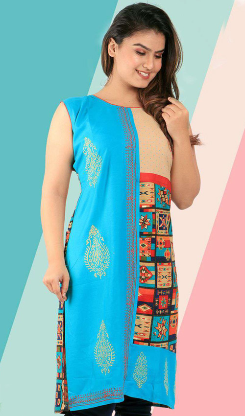 Sky Shade Designer cotton Kurti