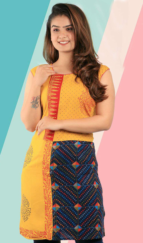 Yellow Shade Designer cotton Kurti