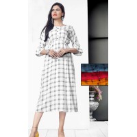 Square pattern Flare Kurti Dress(4 colours)