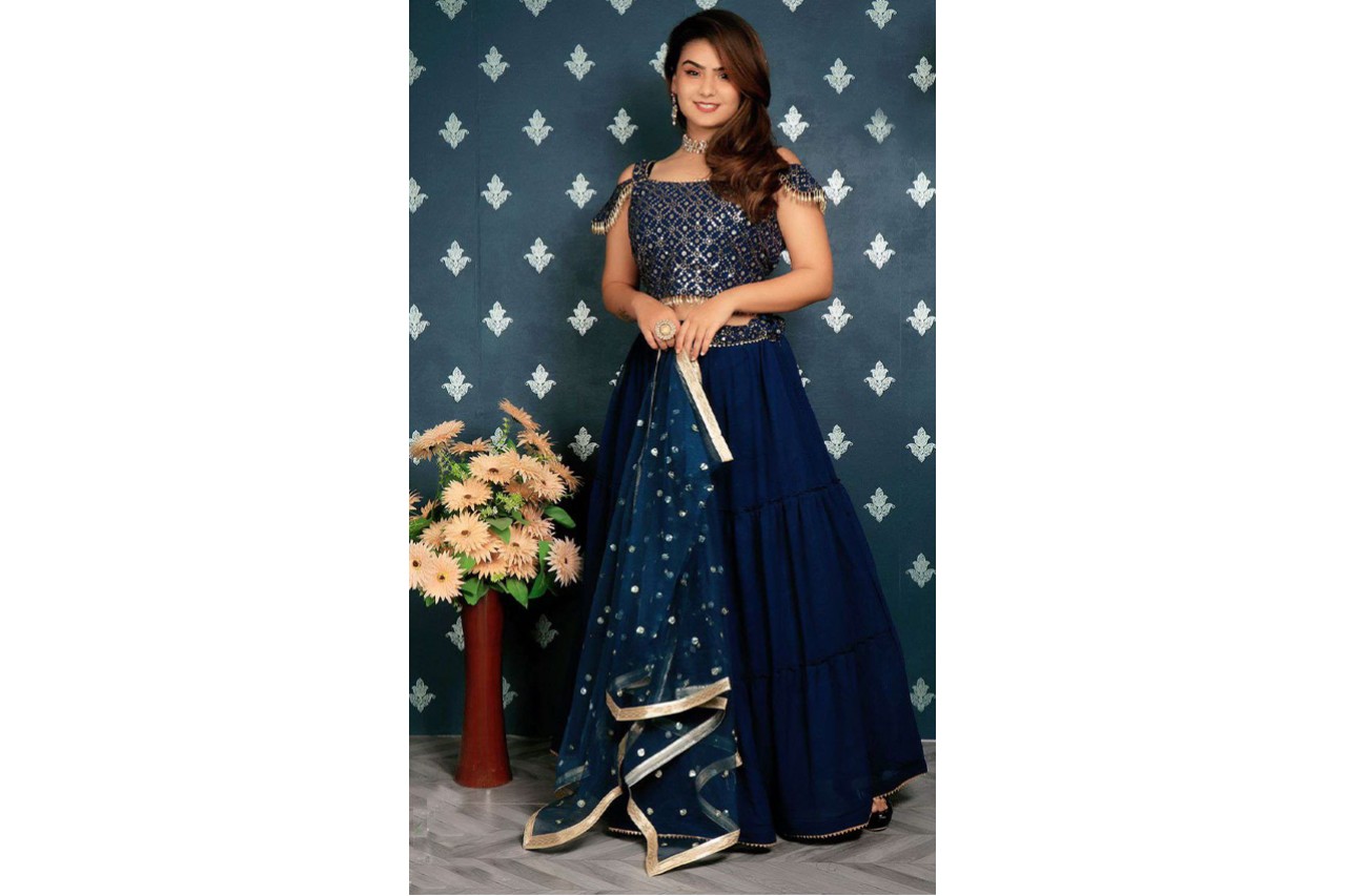 Sea Blue Designer lehenga set