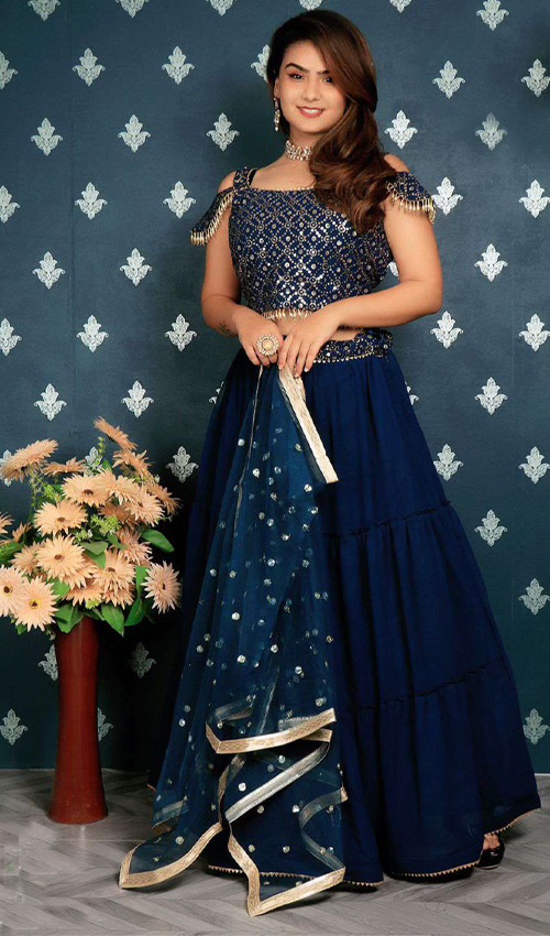 Sea Blue Designer lehenga set