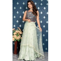 Mint Indo-western  lehenga Dress