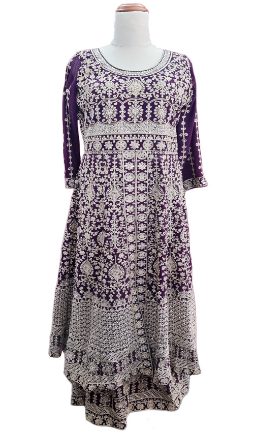 Designer purple Full Flare Dress