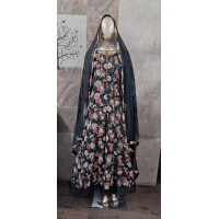 Black floral Anarkali suit set