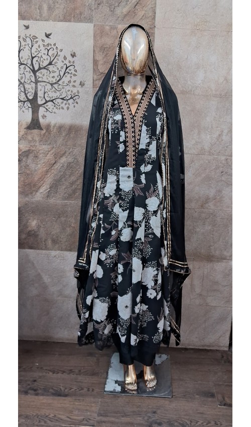 Attractive Black floral Anarkali