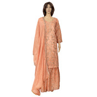 Alluring Peach shade Sharara suit