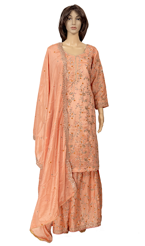 Alluring Peach shade Sharara suit