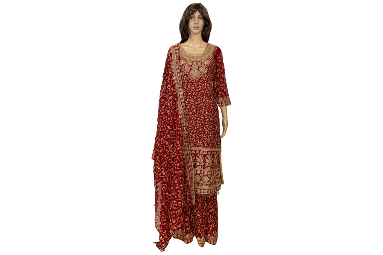  Maroon Bridal Sharara suit