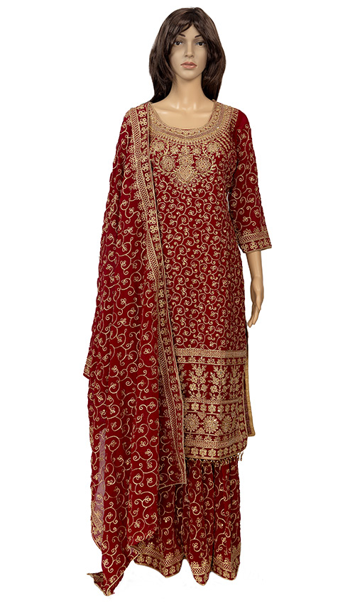  Maroon Bridal Sharara suit