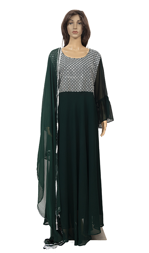 Astonishing Dark Green Anarkali suit set