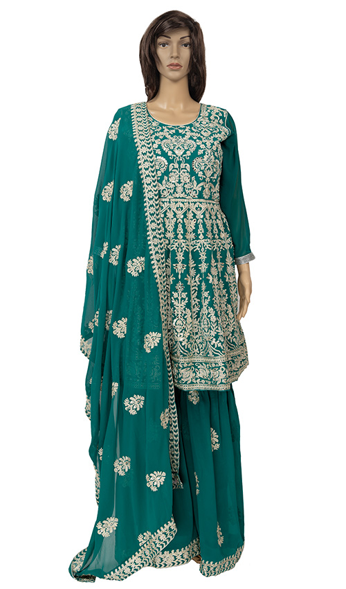 Opal Green Embraided Sharara set