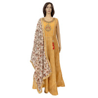 Alluring Golden Anarkali Dress