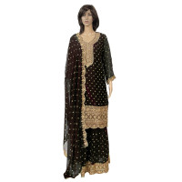 Dark Coffee heavy Sharara suit