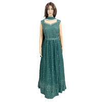 Deep Green Sequence Work Gown