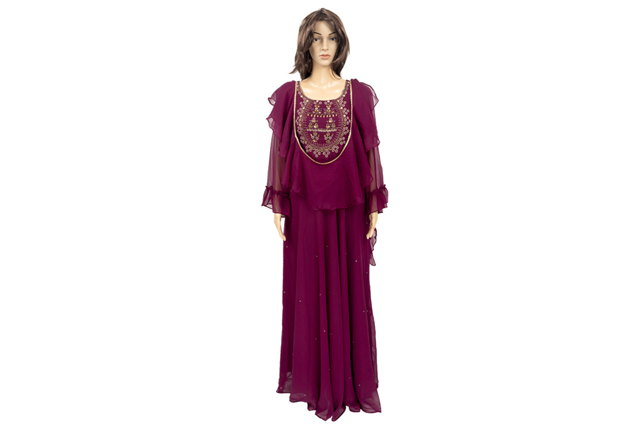 Purple Indo- west Dress with layered dupatta