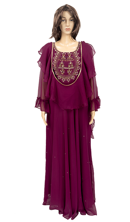Purple Indo- west Dress with layered dupatta