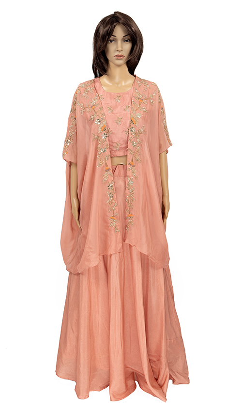 Flowy Peach shade Indo-western Dress