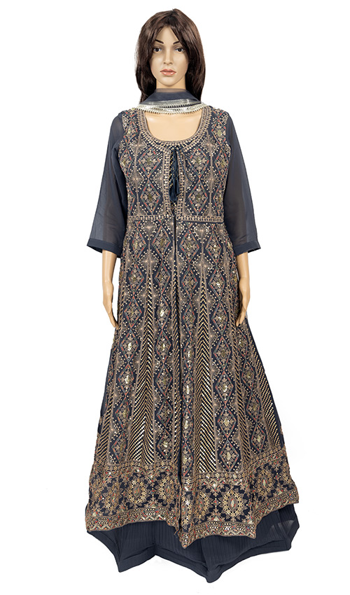 Designer Grey Full Flare Dress