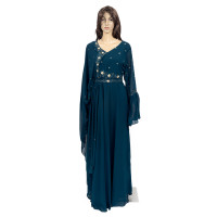 Peacock Indo- west Dress with loose Drape