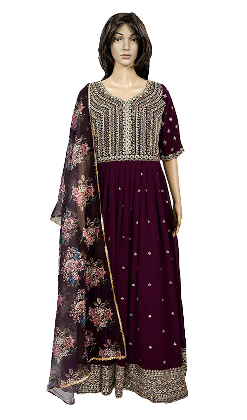 Astonishing Purple Anarkali Dress