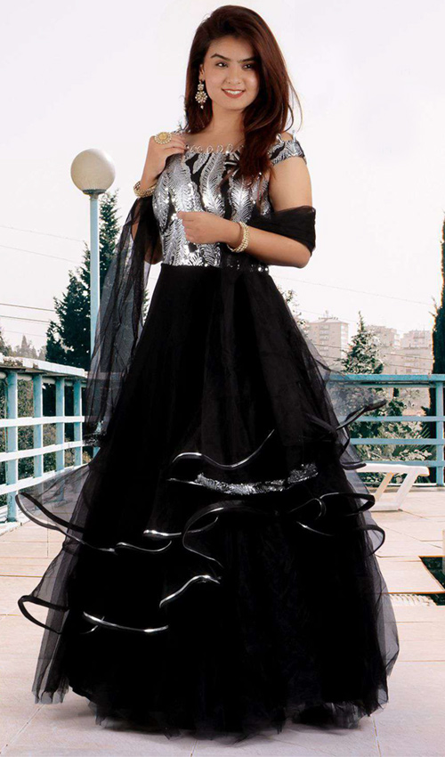 Designer Black Net Gown