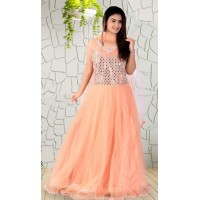 Designer Peach Net Gown