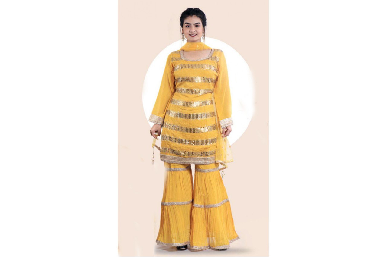 Yellow designer Shrara set