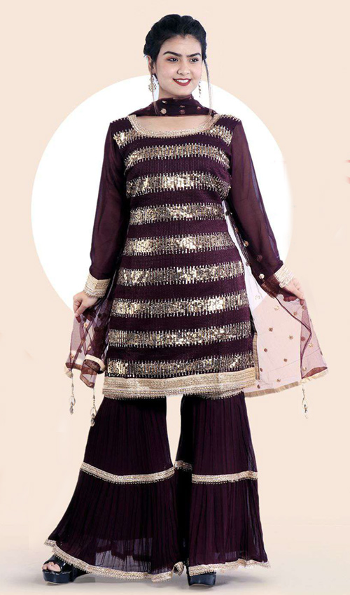 Stunning Purple Shrara set