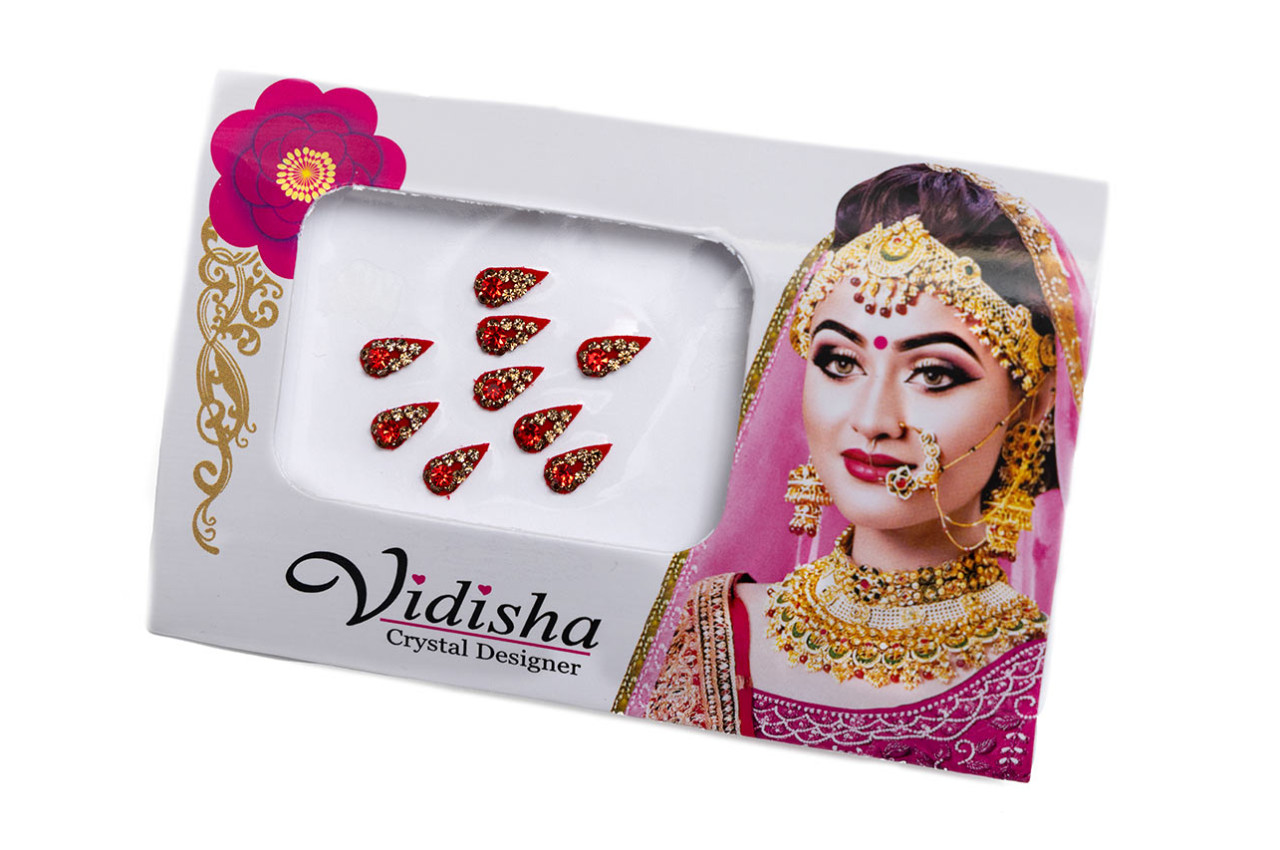 Red tear drop bindi card