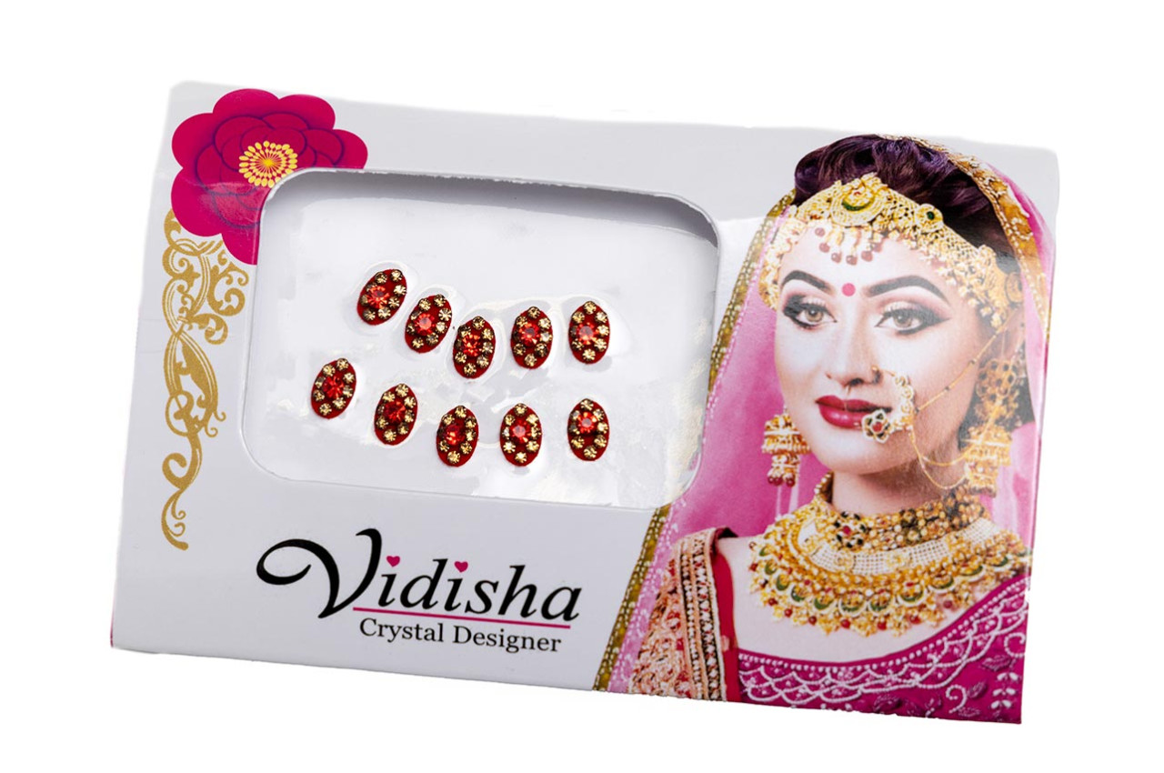 Oval red bindi card