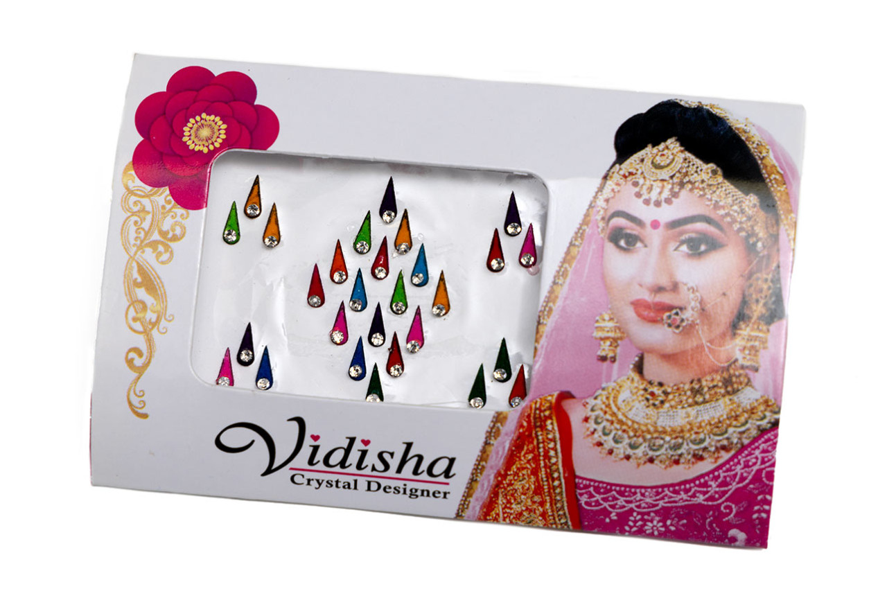 Multicolour tear drop bindi card