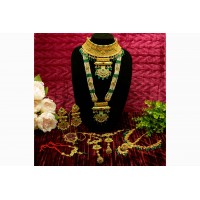 Green Pattern Kundan Bridal Set