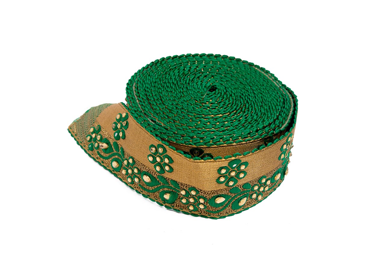 Designer Green Golden Lace
