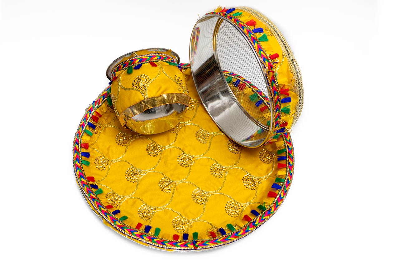 Yellow shade Karwa Thali
