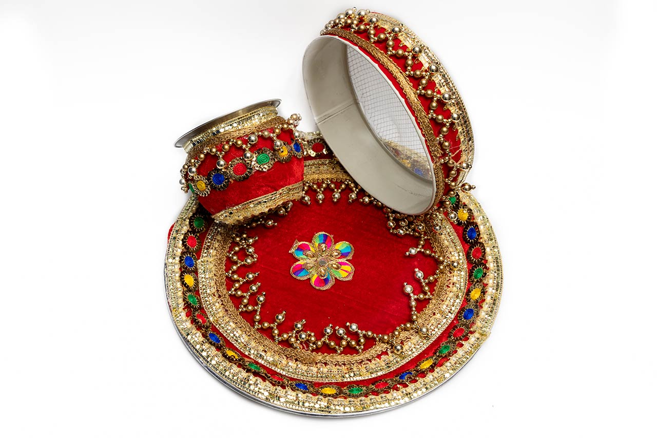 Amazing Red shade Karwa Thali