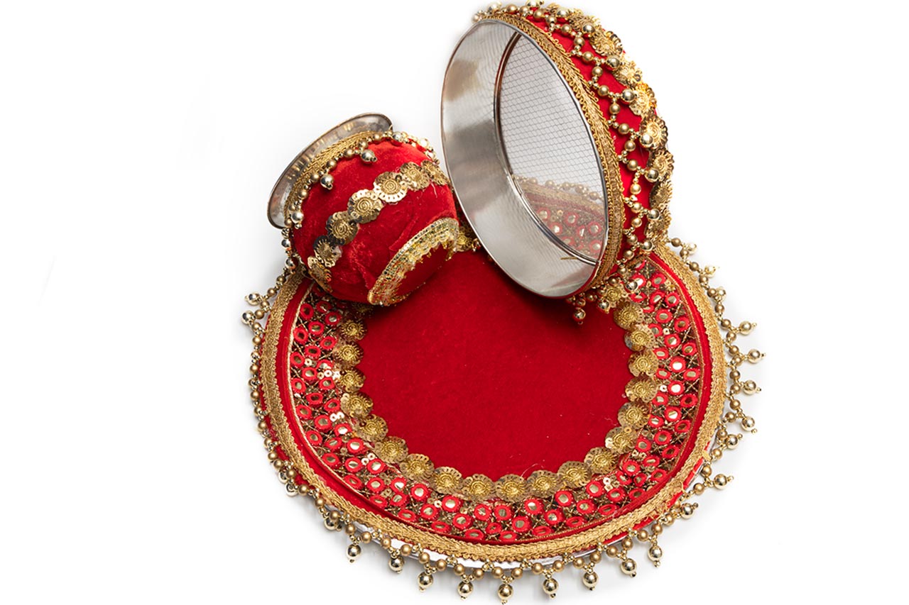 Rich look maroon Karwa Thali