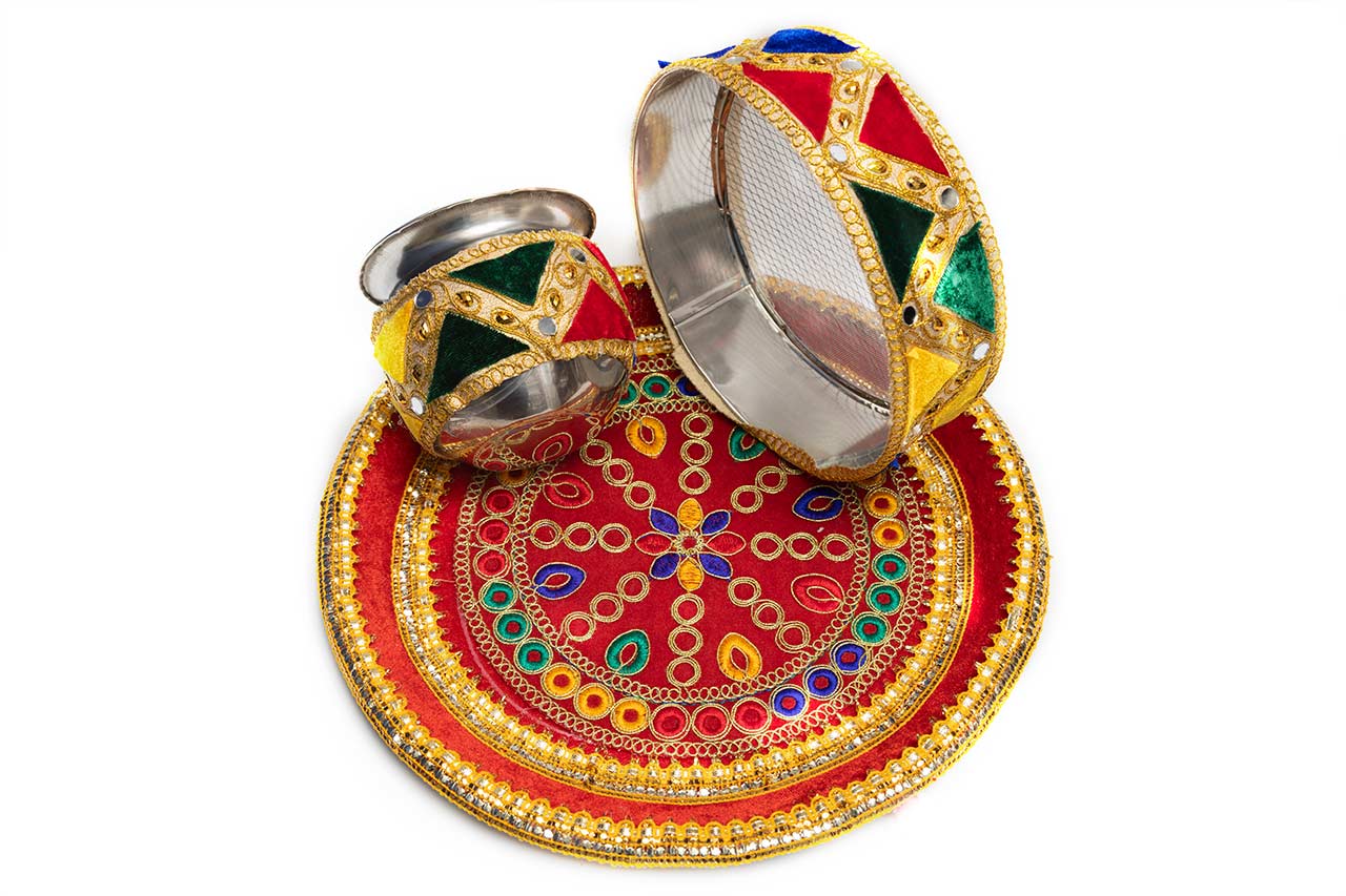 Multi-colour Karwa Thali