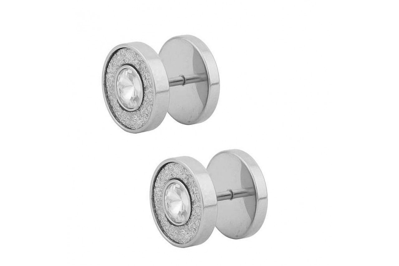Round Crystal Silver Studs 