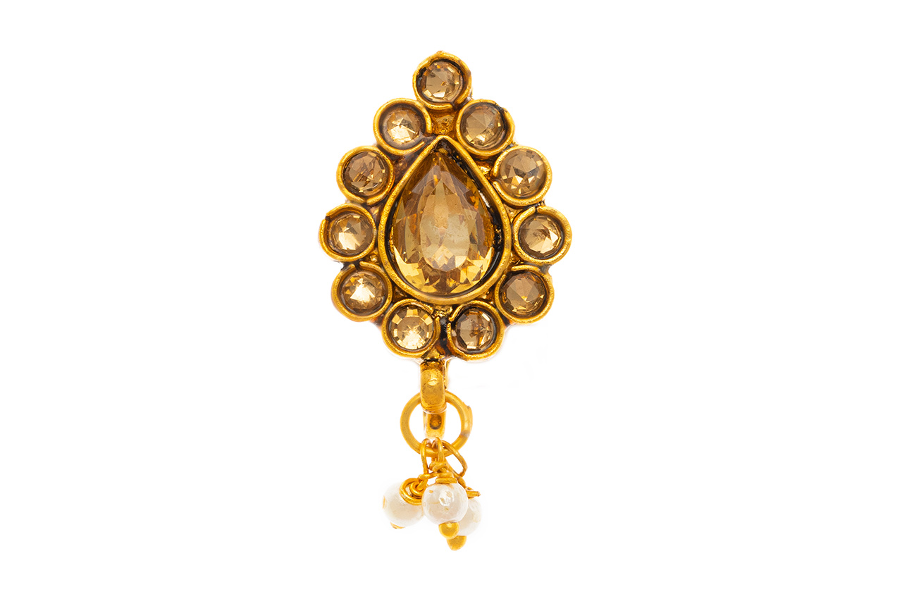 Teardrop Kundan Clip on Nose Pin