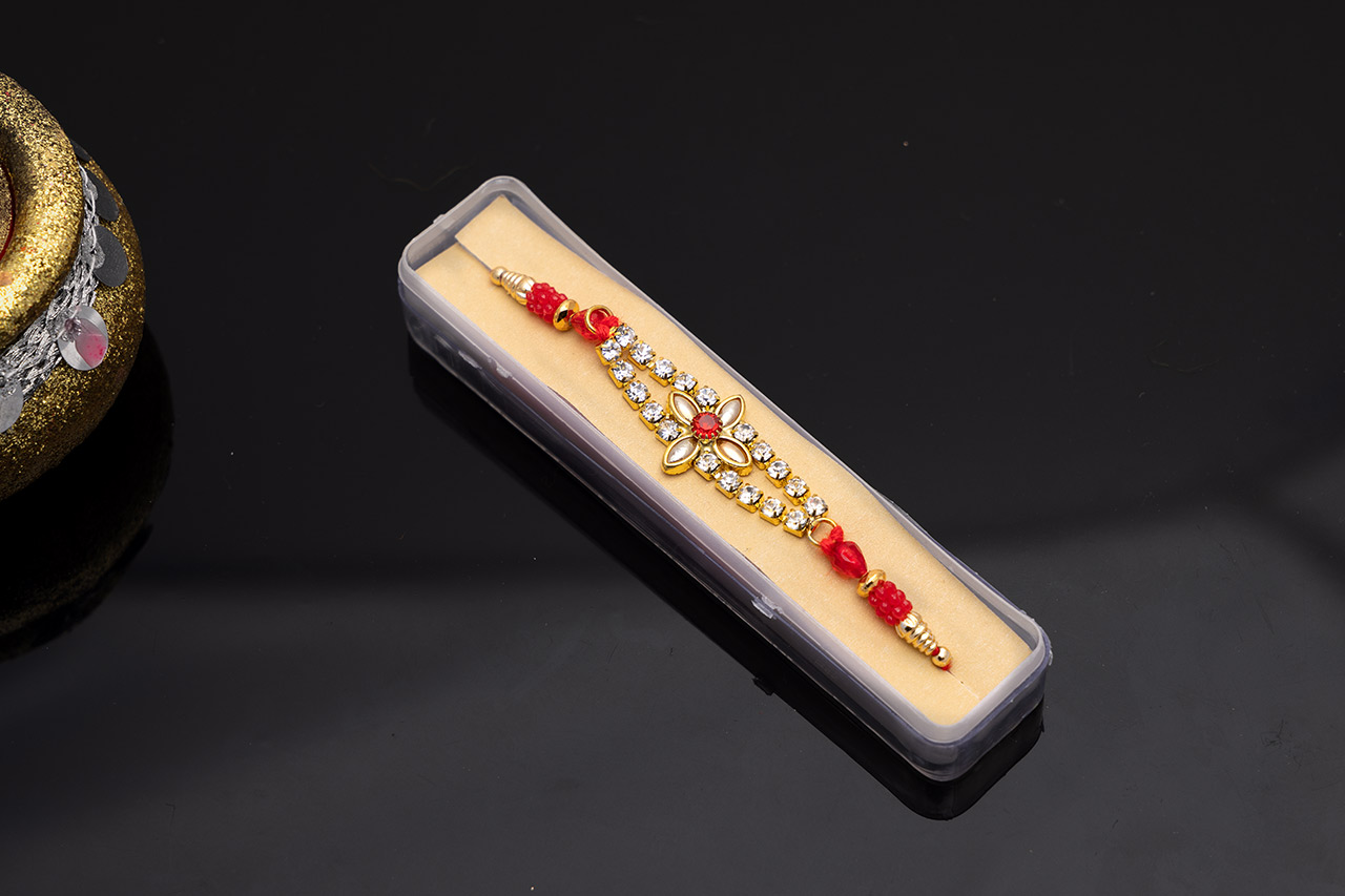 Astonishing Lined CZ stone Rakhi