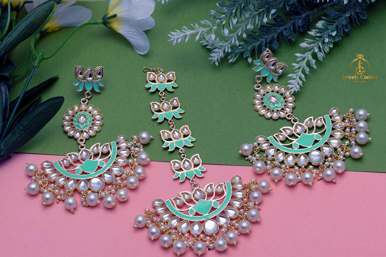 Sea Green tikka earring set