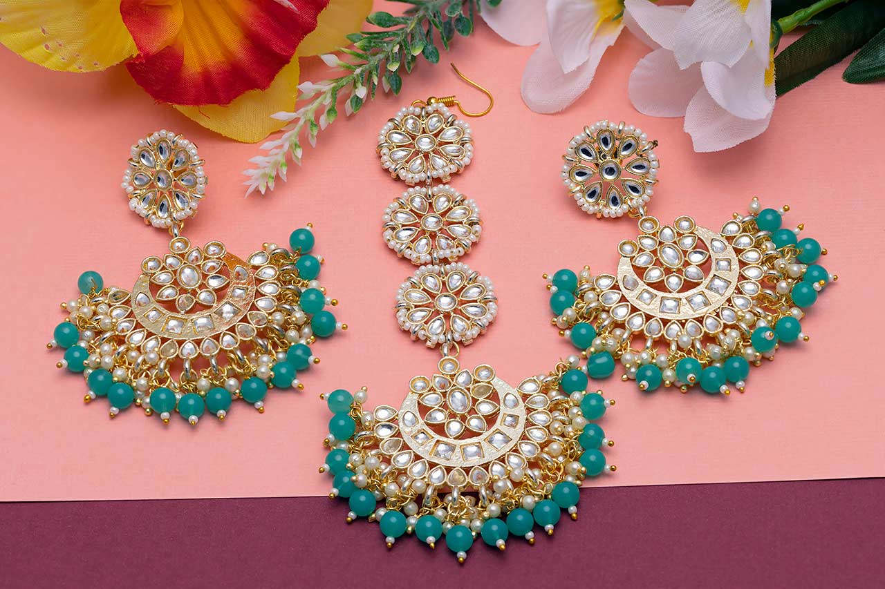 Polki tikka earring set