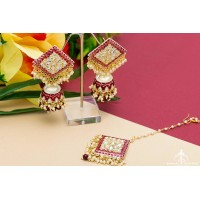 Latest Kundan Tikka Earring Set (3 colours)