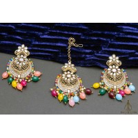 Multi shade Tikka With Earring