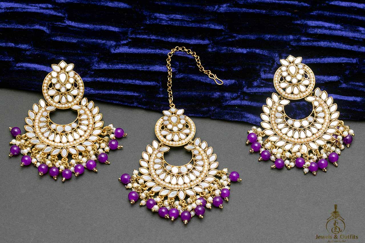 Purple shade Tikka With Earring