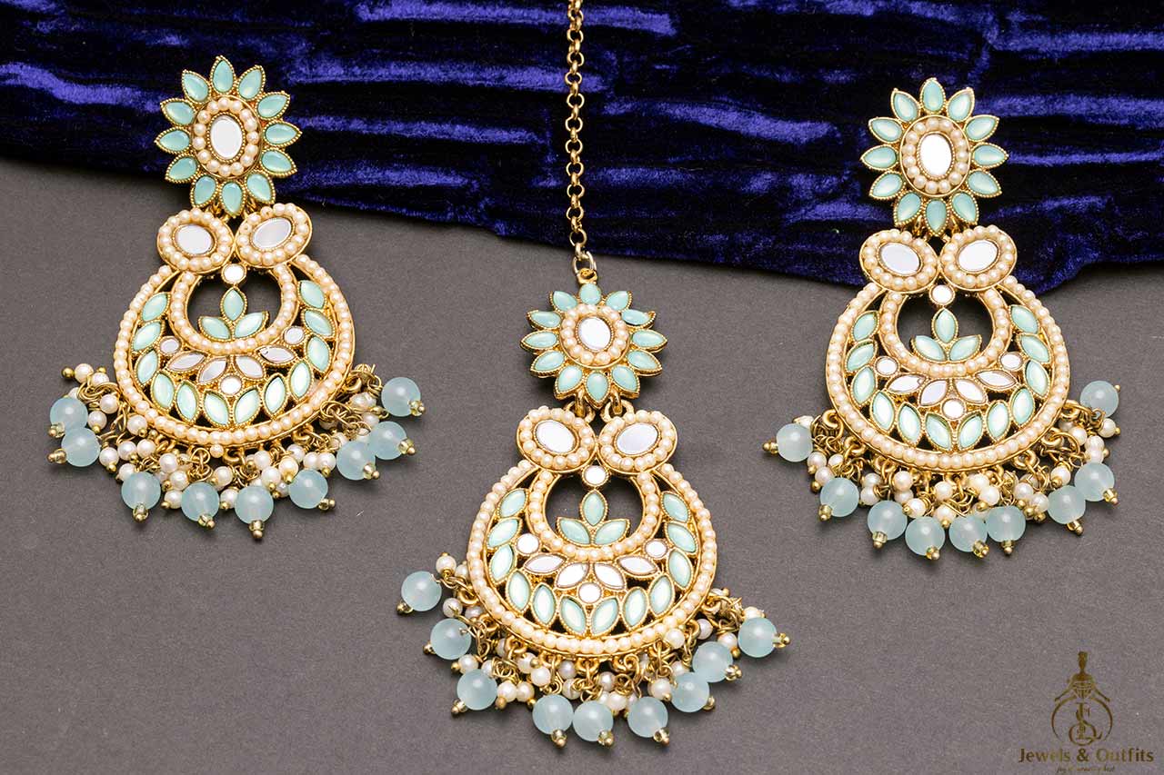 Sea Blue shade Tikka With Earring