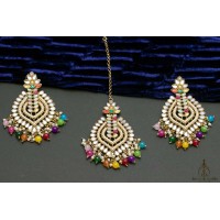 Unique pattern tikka earring set (3 colours)