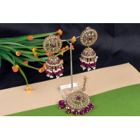 Purple Oversized Tikka With Earring