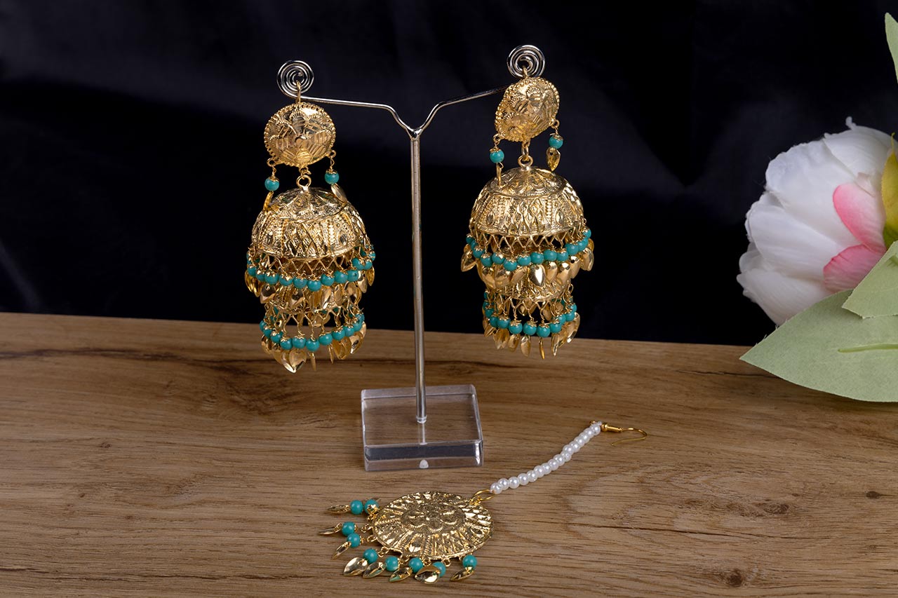 Double layer jhumki with tikka (2 colours)